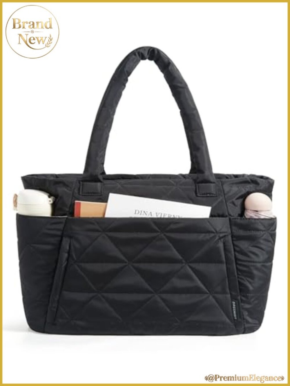 Puffer Tote Bag for Women, Lightweight Large Laptop Shoulder Bag, Work Travel